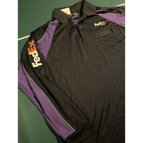 FedEx Employee Uniform Long Sleeve Reflective Polo Shirt XL GREAT CONDITION - Picture 1 of 8